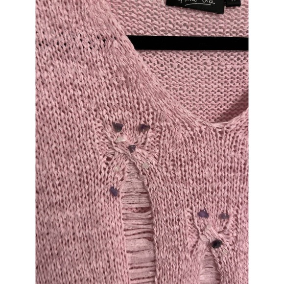 Cottage Country Raffia Loose Knit Sweater Women Pink Medium Pina‎ Lia - Picture 2 of 10